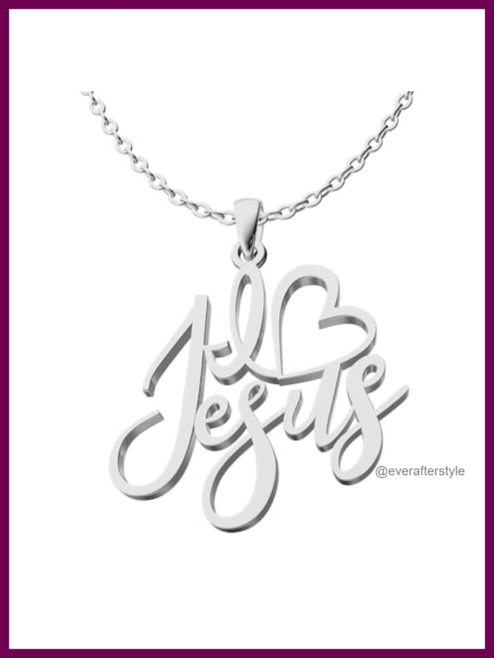 Stainless Steel I Love Jesus Pendant Necklace Christian Gift Women